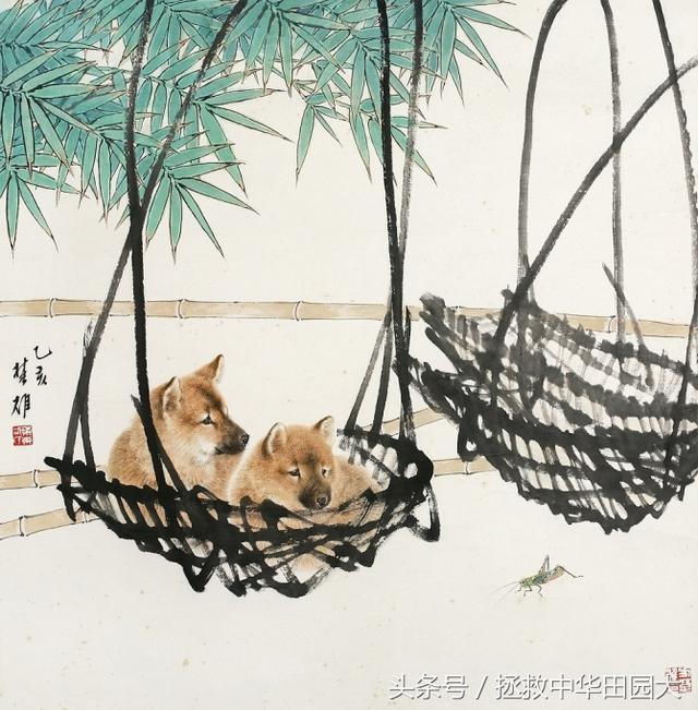 国画里的中华田园犬，憨态可掬，憨萌可爱！